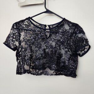 Lace Top Cropped Bolero Tee Vintage Jessica Howard 1998